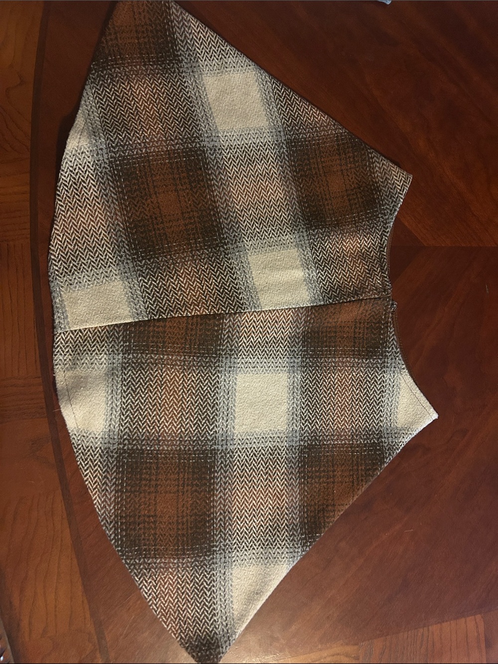 She + Sky Brown and Cream Plaid A-Line Skirt